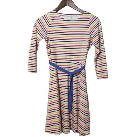 Crewcuts Girls Dress Size 12 Long Sleeve Tie Waist Striped Cotton Blend - Picture 1 of 9